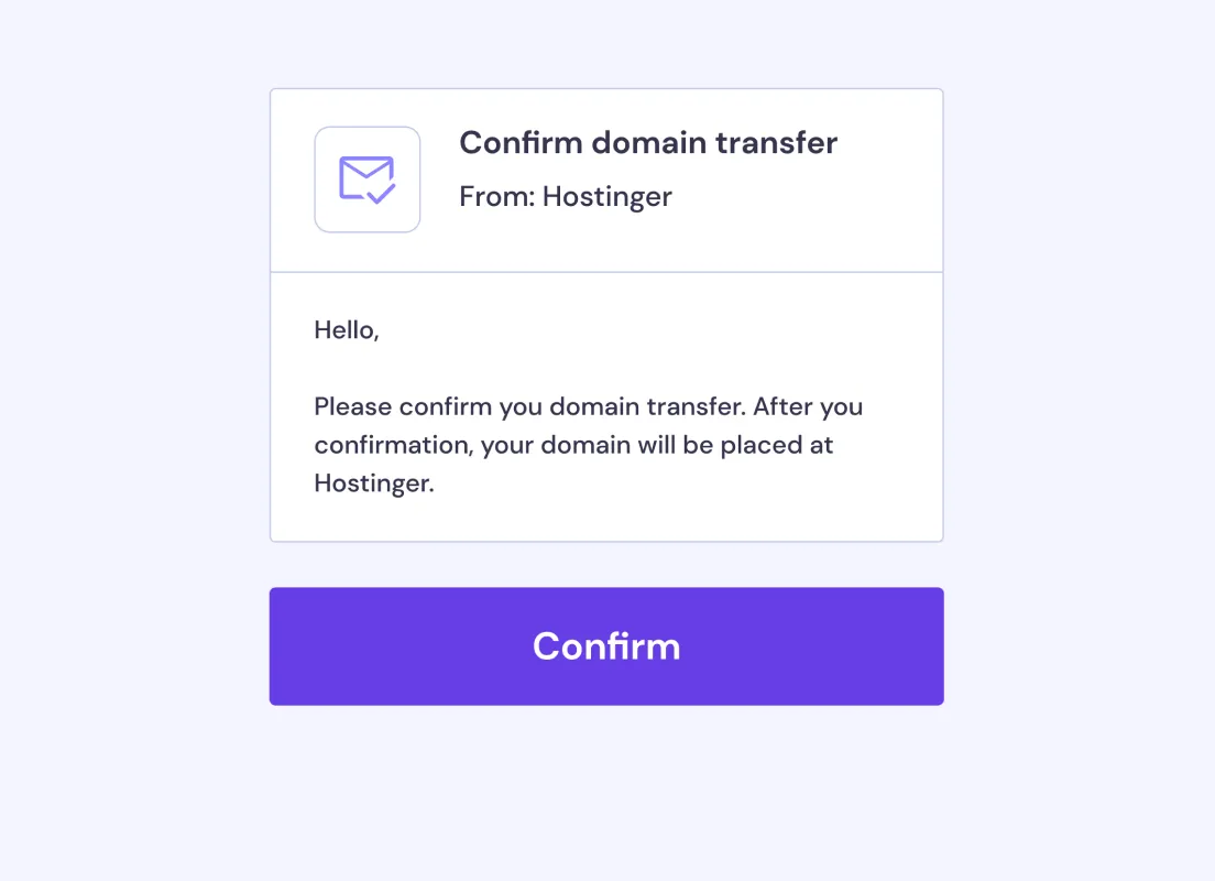 Confirm domain transfer email