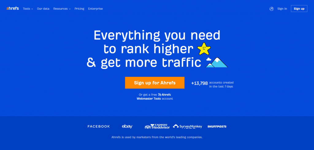 Ahrefs homepage