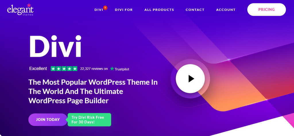 Divi website landing page