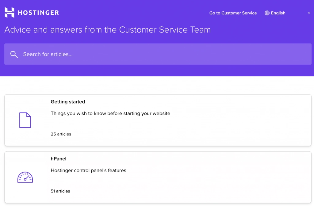 Hostinger's knowledge base