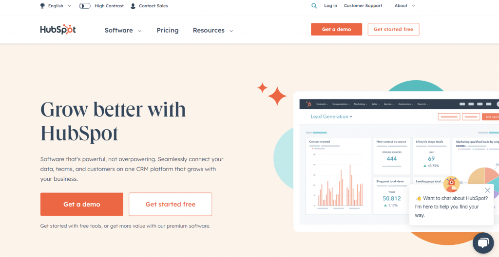 HubSpot's homepage