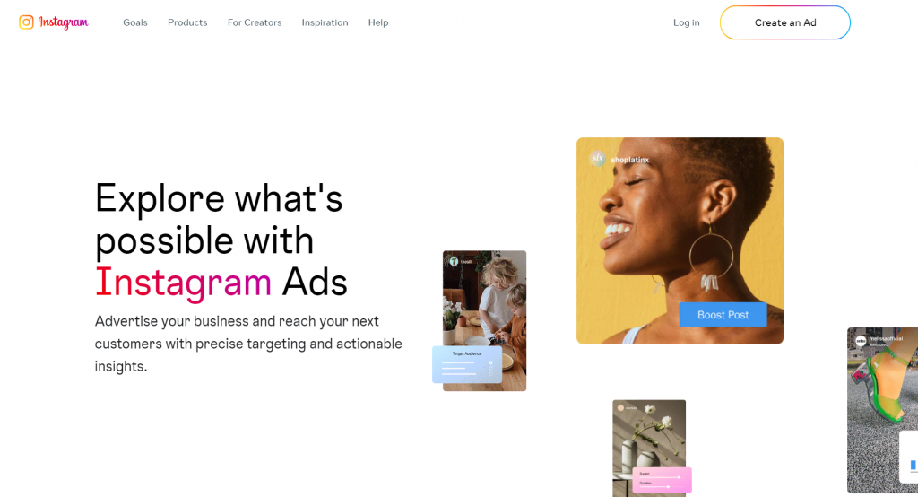 Instagram Ads homepage