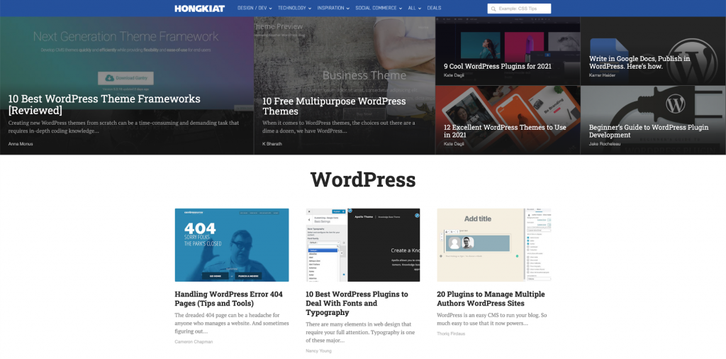 Hongkiat platform for learning WordPress