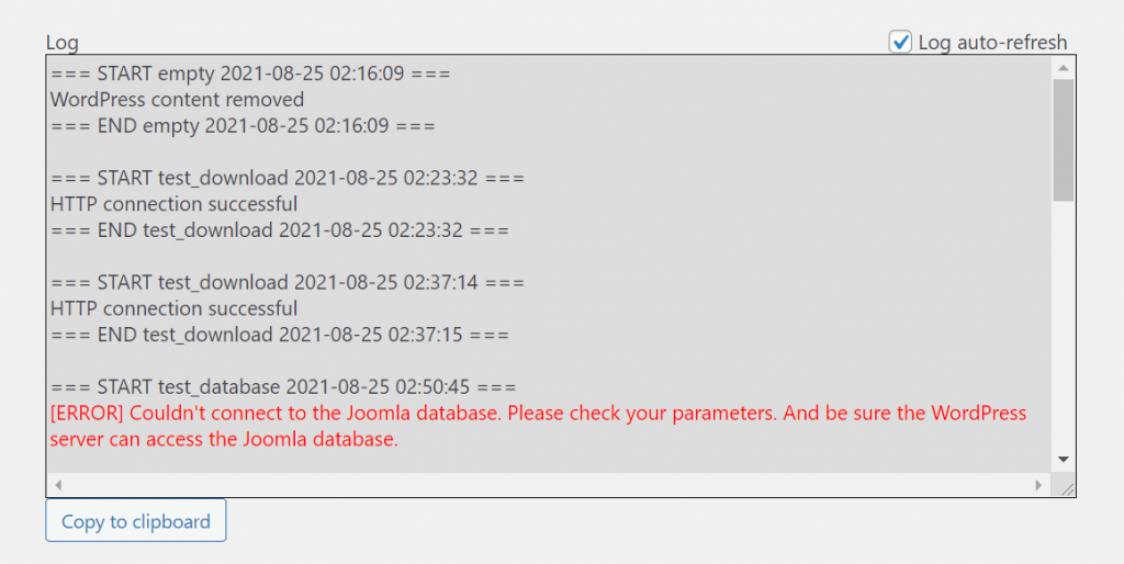 Error - couldn't connect to the Joomla database. Please check your  parameters. And be sure the WordPress server can access the Joomla database