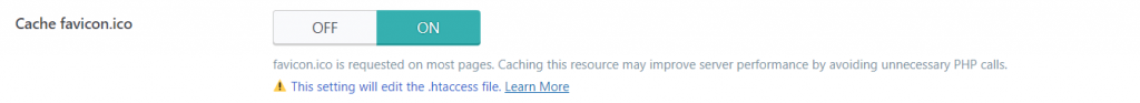 The option to turn on caching for favicon.ico.