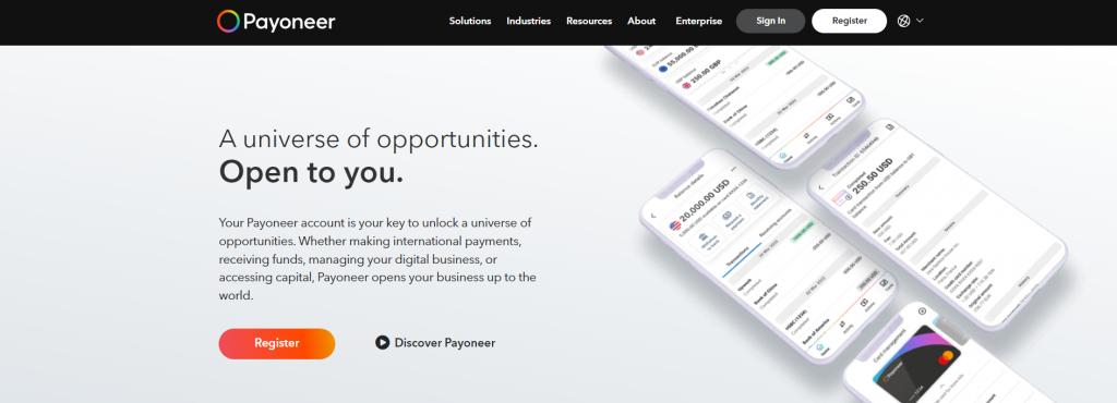 Payoneer's homepage
