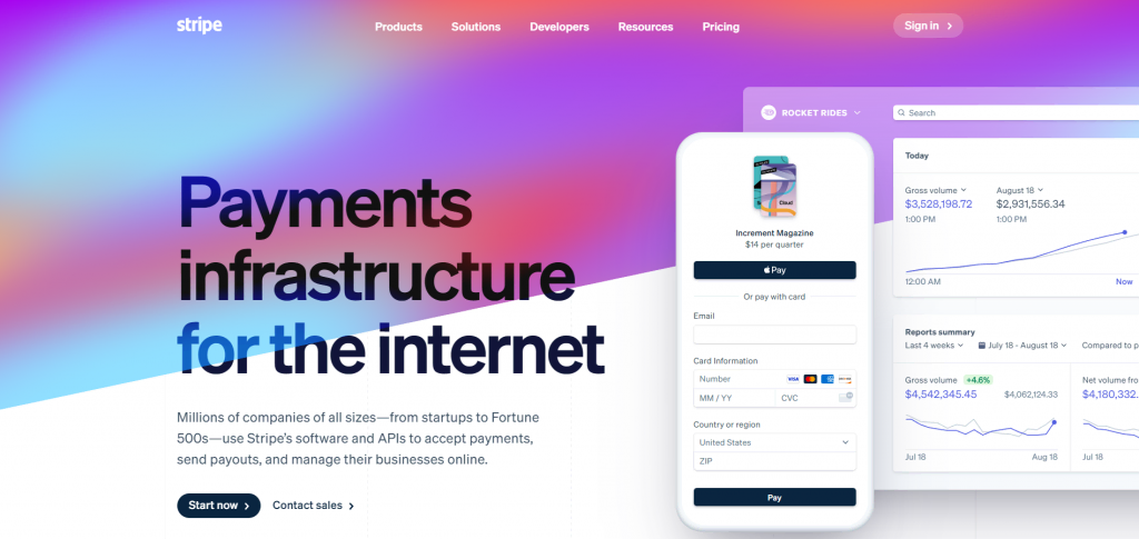 Stripe's homepage
