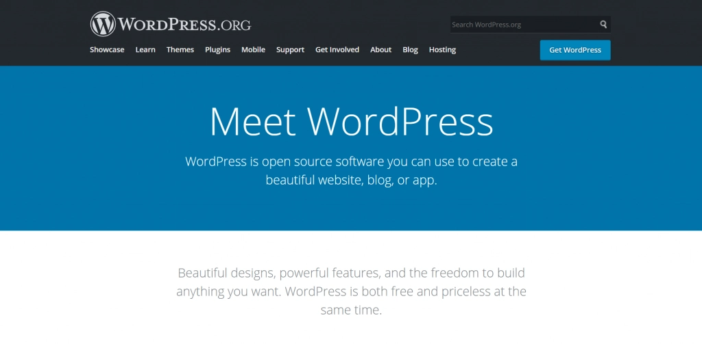 WordPress homepage