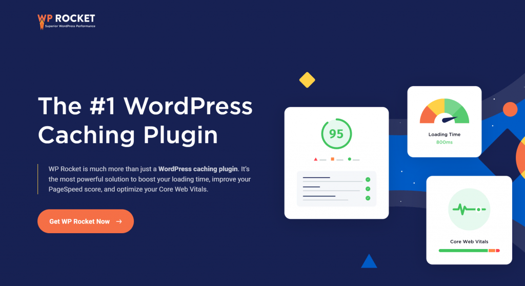 WP Rocket's landing page. The #1 WordPress Caching Plugin